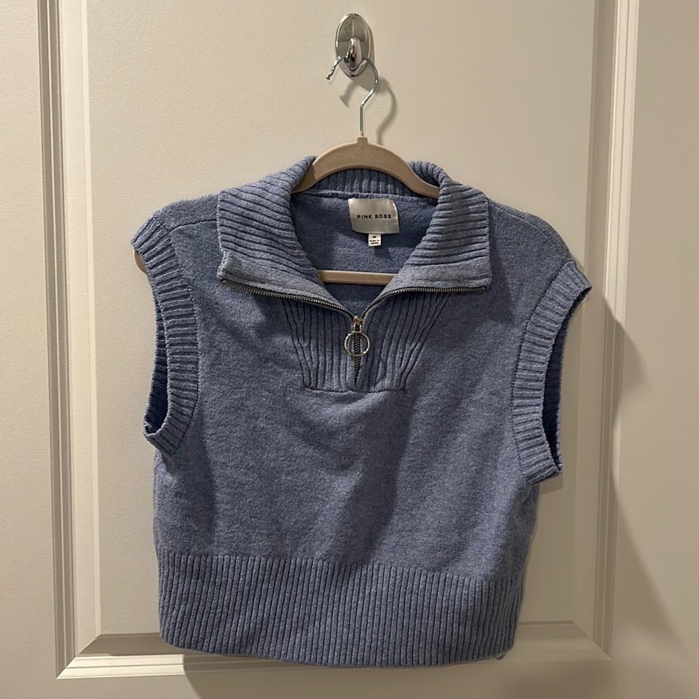 Pink Rose - Light Blue Sweater Vest